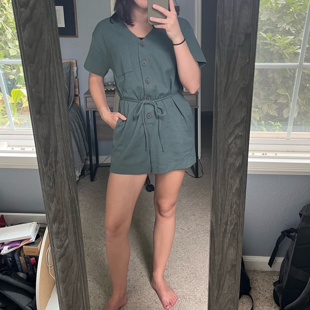 Old Navy Green Textured Romper